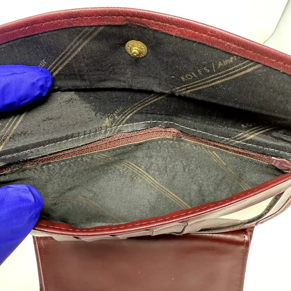 Vintage Rolfs Burgundy Leather Card Slot Wallet Coin purse Checkbook Clasp Lock
